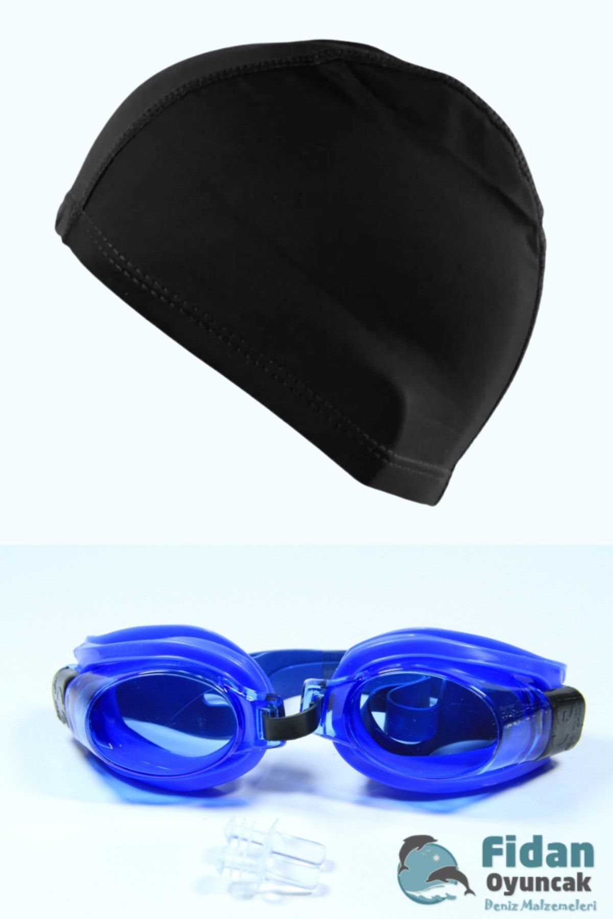 Vardem Havuz Deniz Yüzücü Gözlüğü + Kulak Tıkacı + Likralı Bez Bone Seti