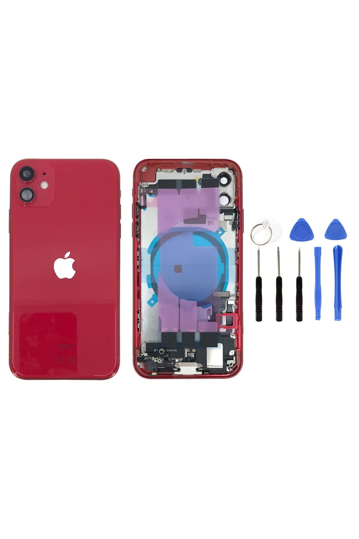 instatech Apple Iphone 11 Dolu Kasa + Montaj Seti Hediye - Kırmızı