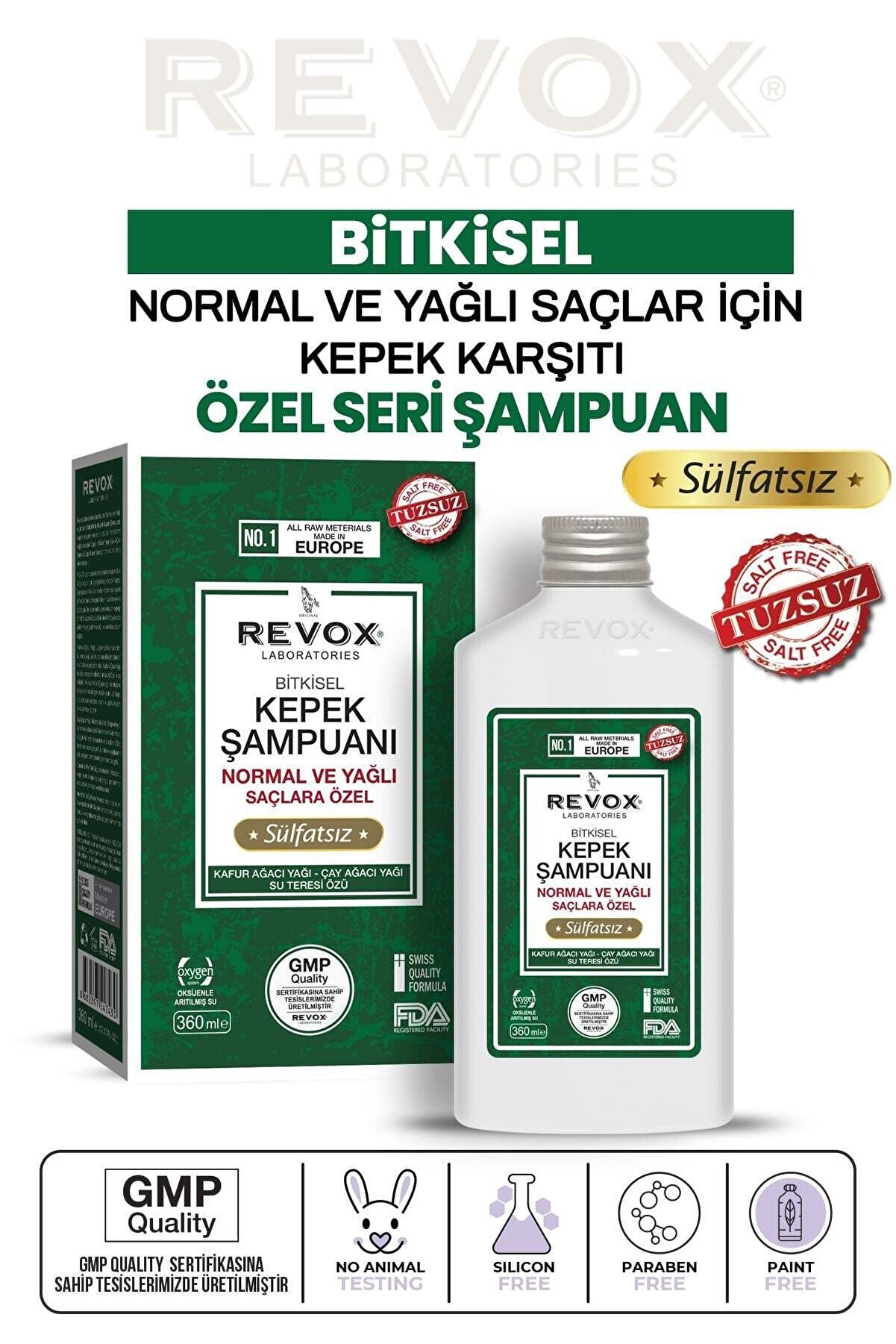 Revox Bitkisel Kepek Karşıtı & Önleyici Şampuan / Tuzsuz, Sülfatsız -normal Ve Yağlı Saçlar Için
