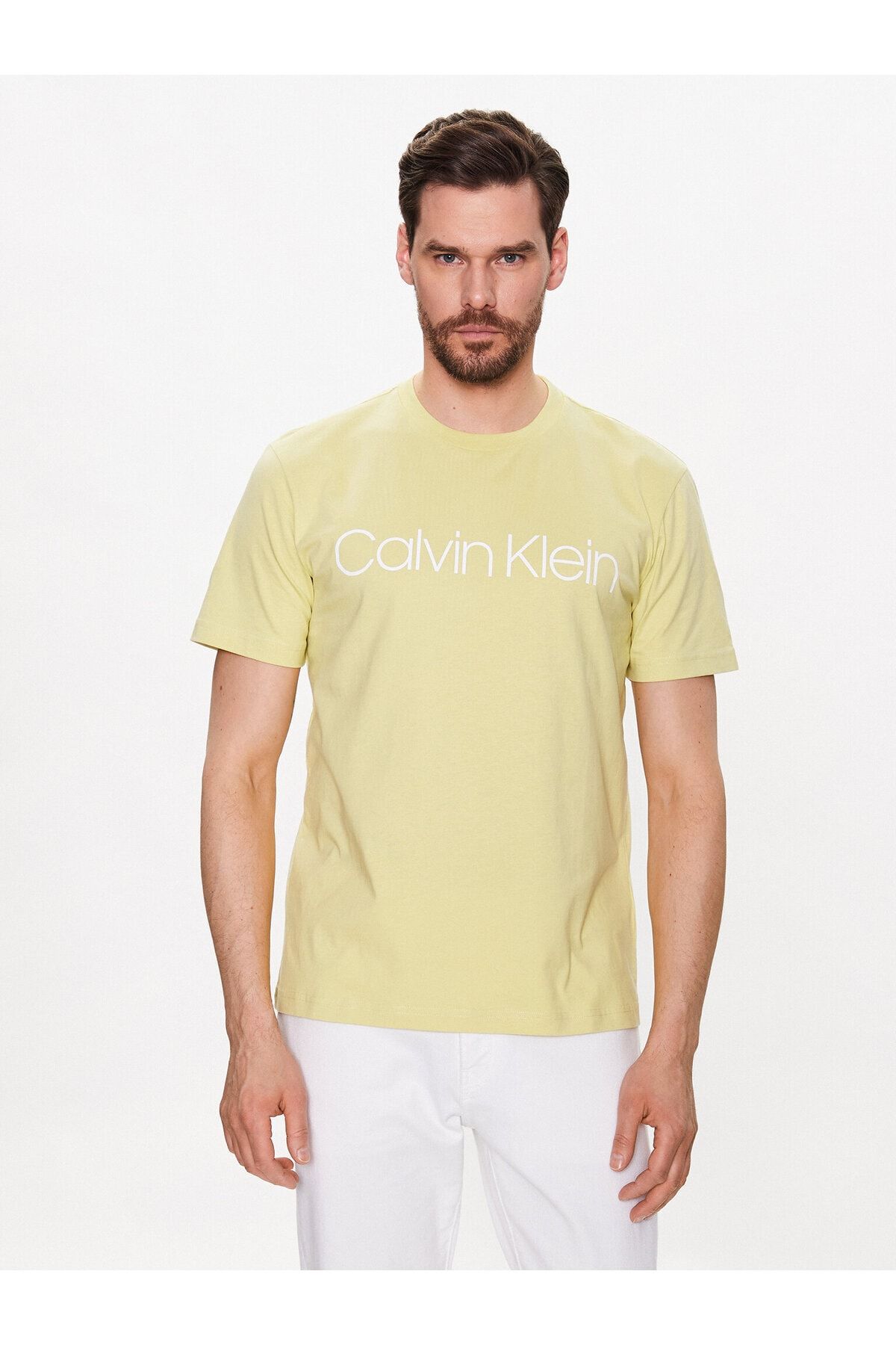 Calvin Klein Erkek Logolu Kısa Kollu Pamuklu Altın T-Shirt K10K103078-KCQ