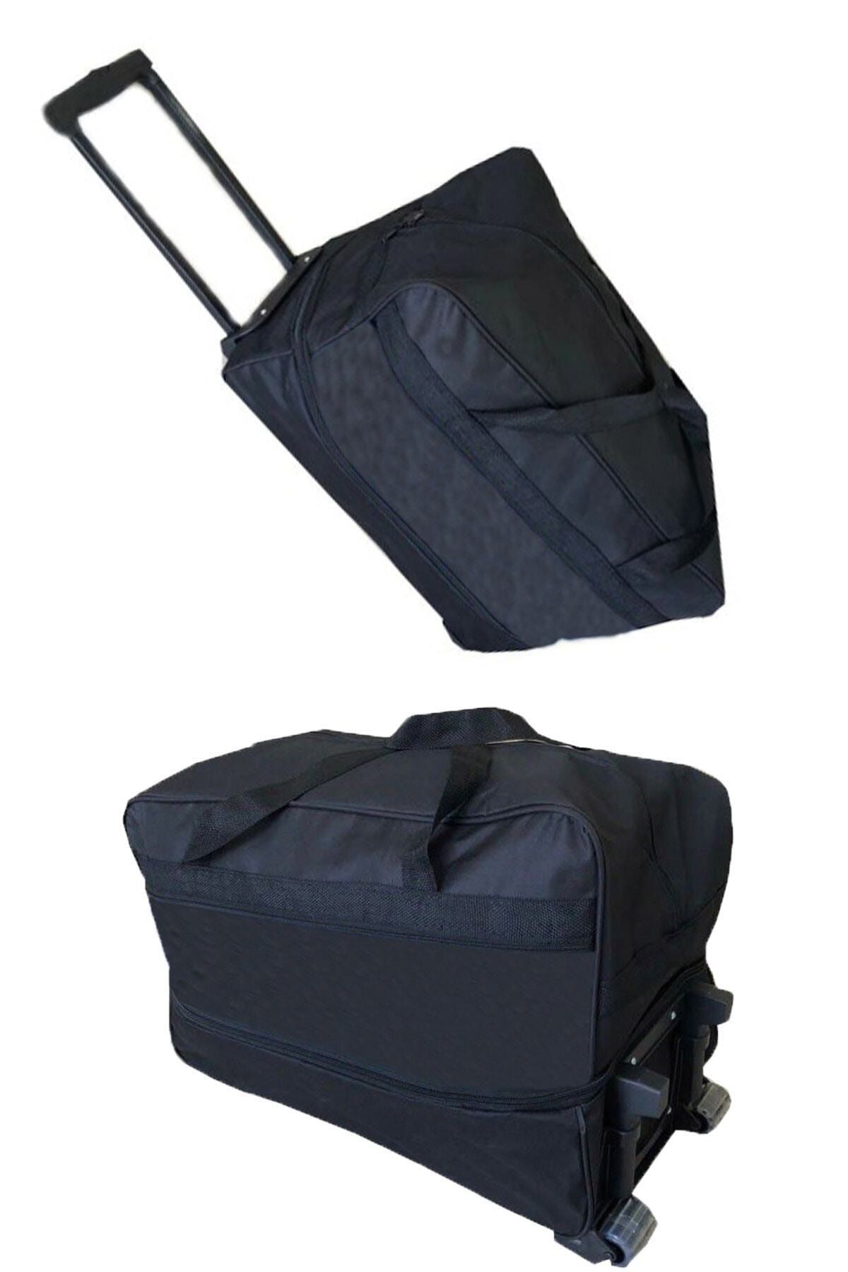 Asker Kolisi Siyah Çekçekli Büyük Boy Bavul