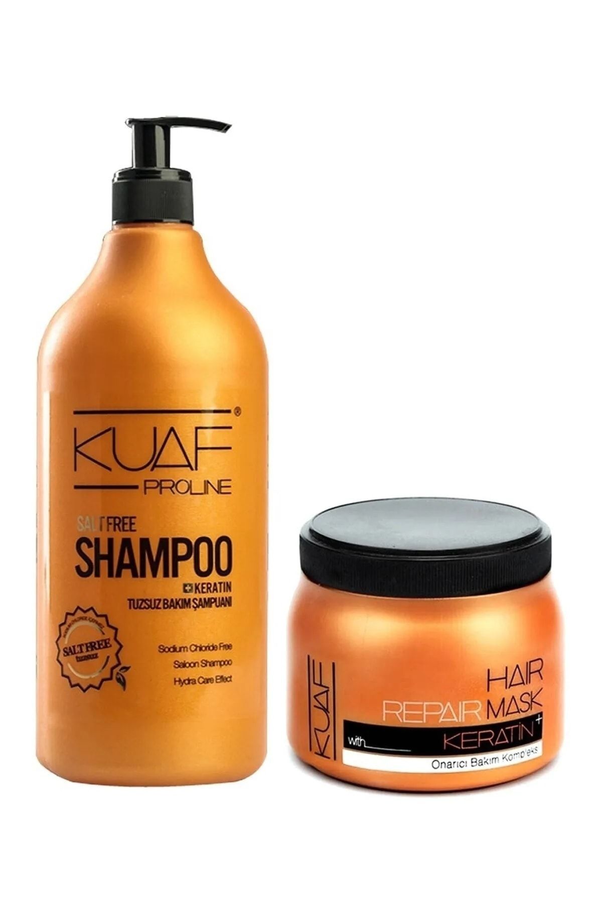 Kuaf Tuzsuz Şampuan 1 L + Keratin Saç Maskesi 500 Ml 456456456456456 Set Ikili Maske Ve Şampuan