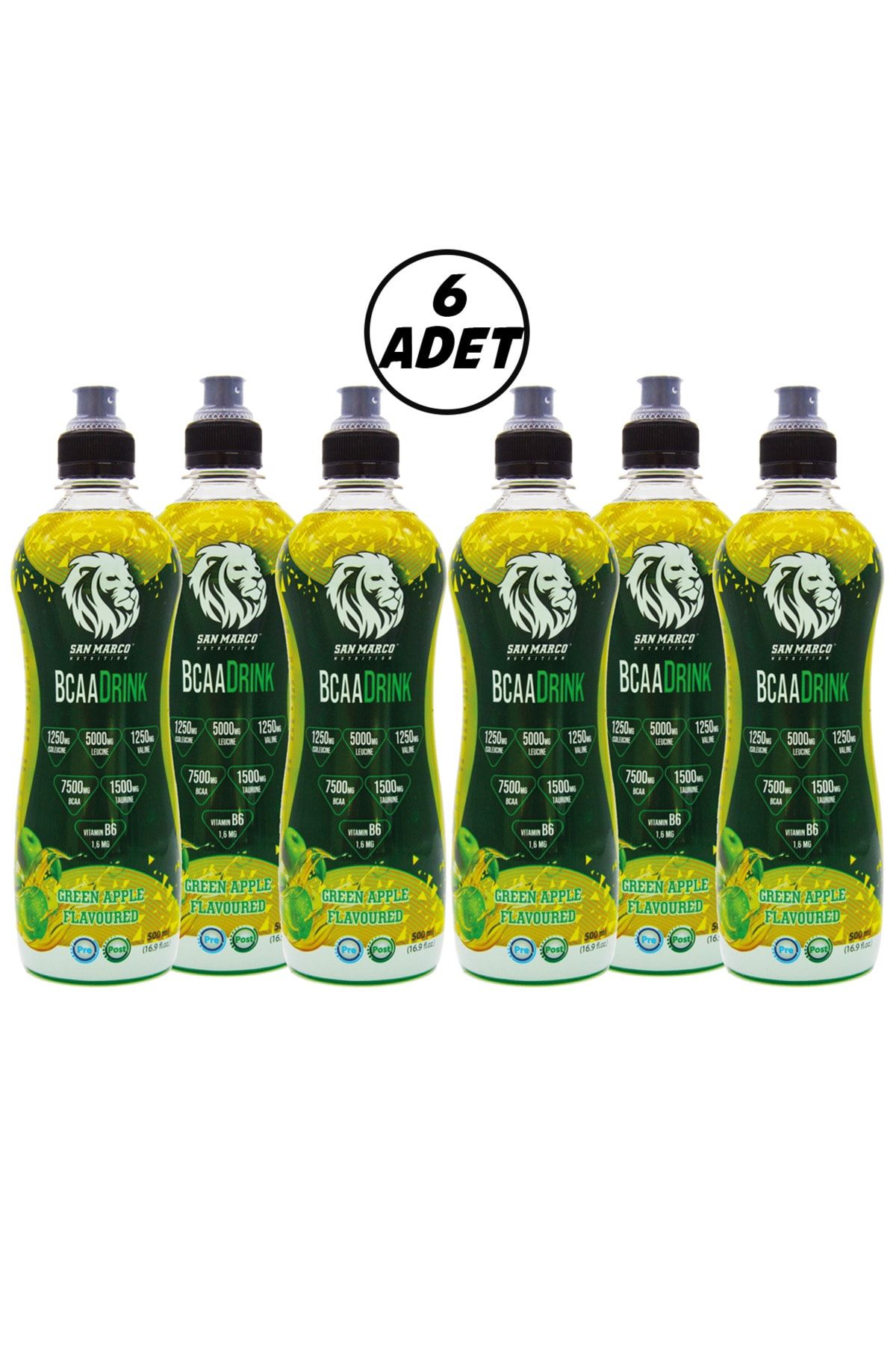 SANMARCO NUTRITION Bcaa Drink Yeşil Elma Aromalı 500 ml (6 ADET)