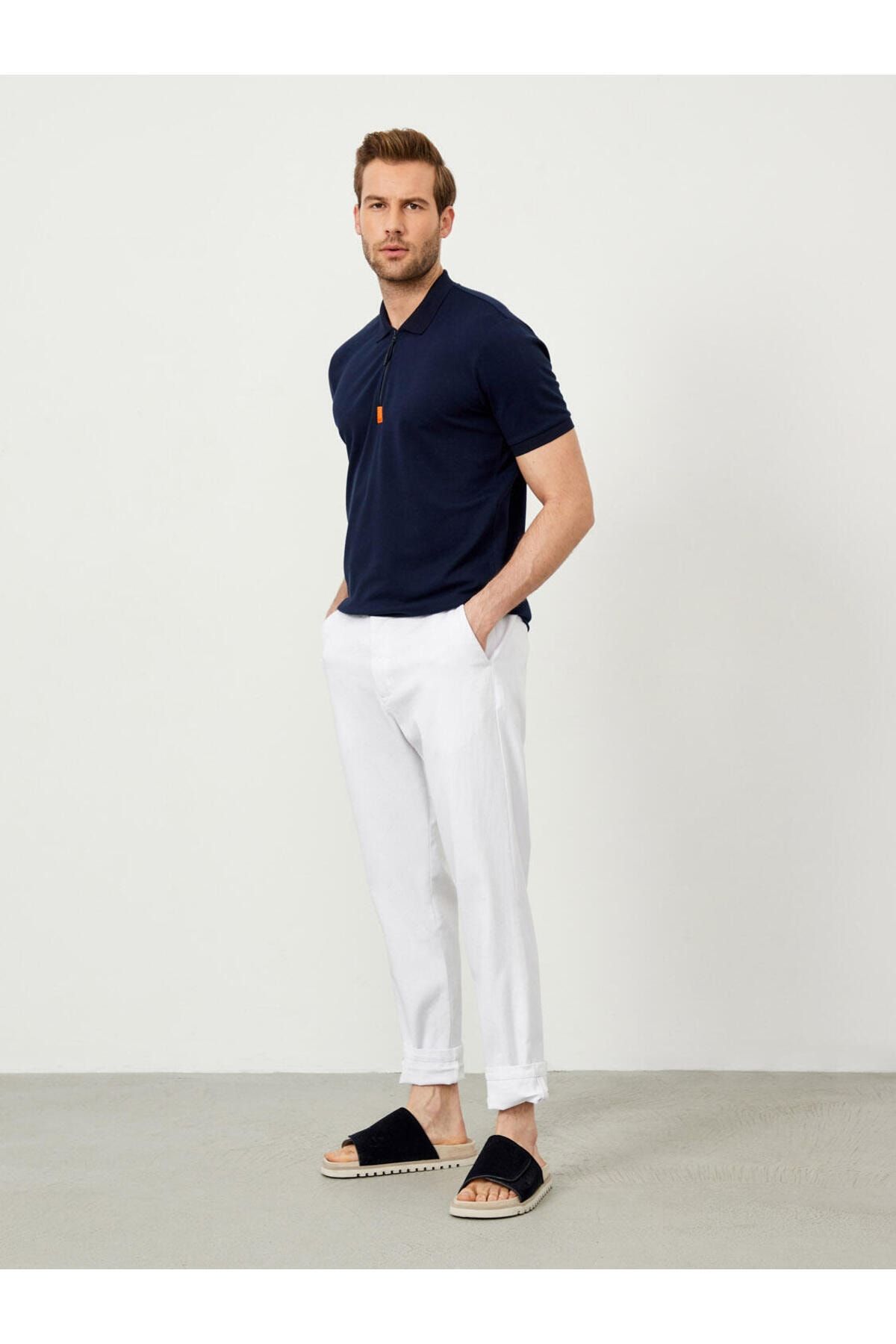 Xint Erkek Beyaz %100 Pamuk Regular Fit Pantolon