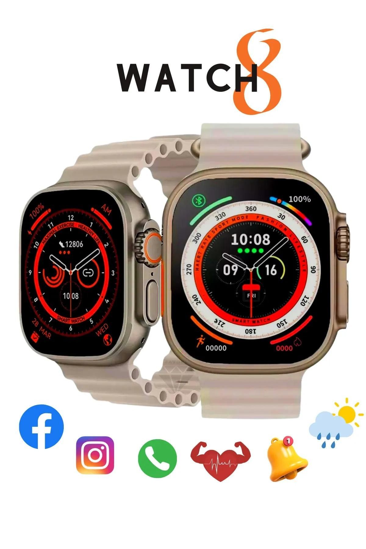 Ekalitem Samsung Galaxy A31, M31 Uyumlu Kadın Akıllı Saat Watch 8 Su Geçirmez Akıllı Saat Gri T800 Ultra