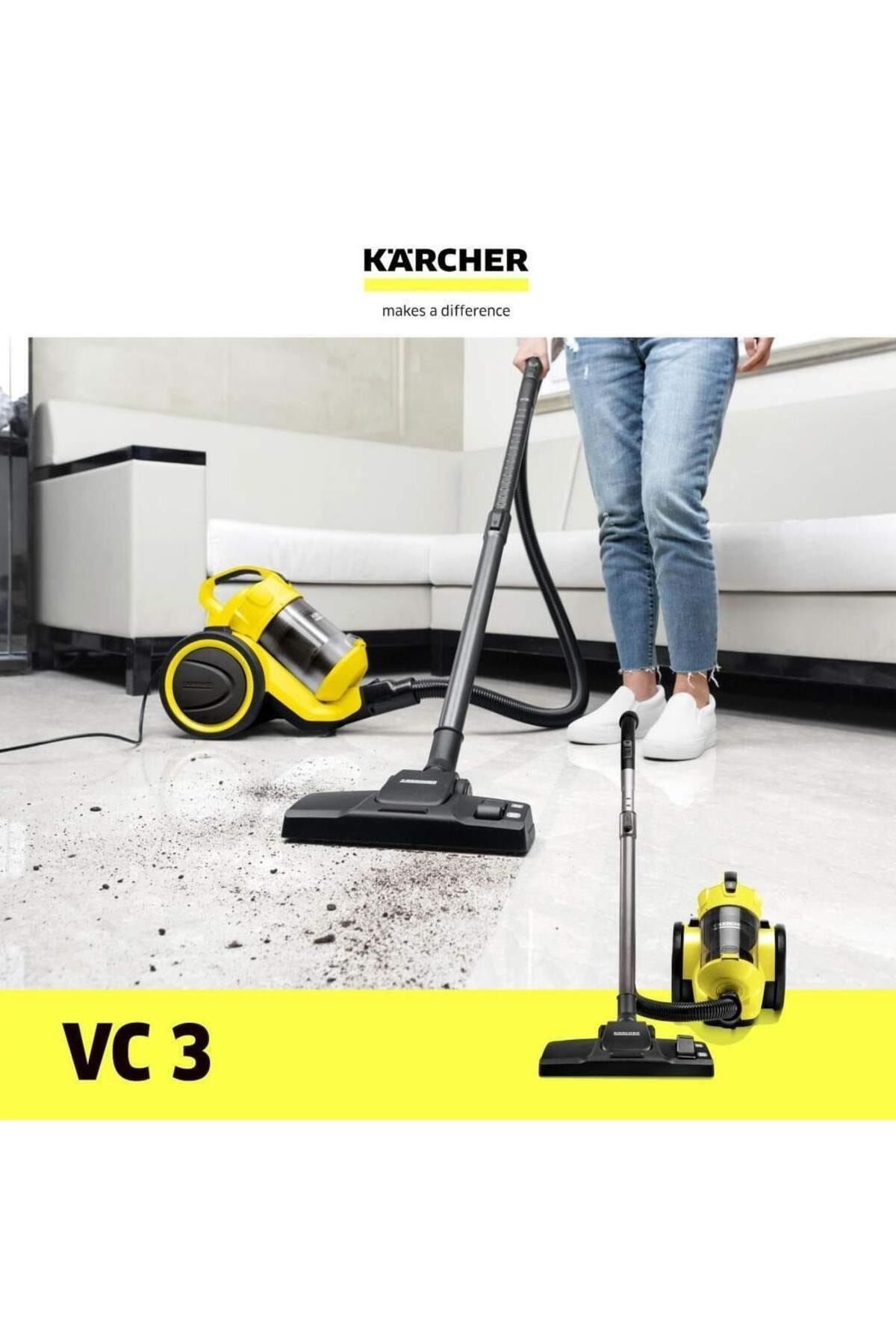 Karcher VC 3 800 W TORBASIZ ELEKTİRİKLİ SÜP. - SARI