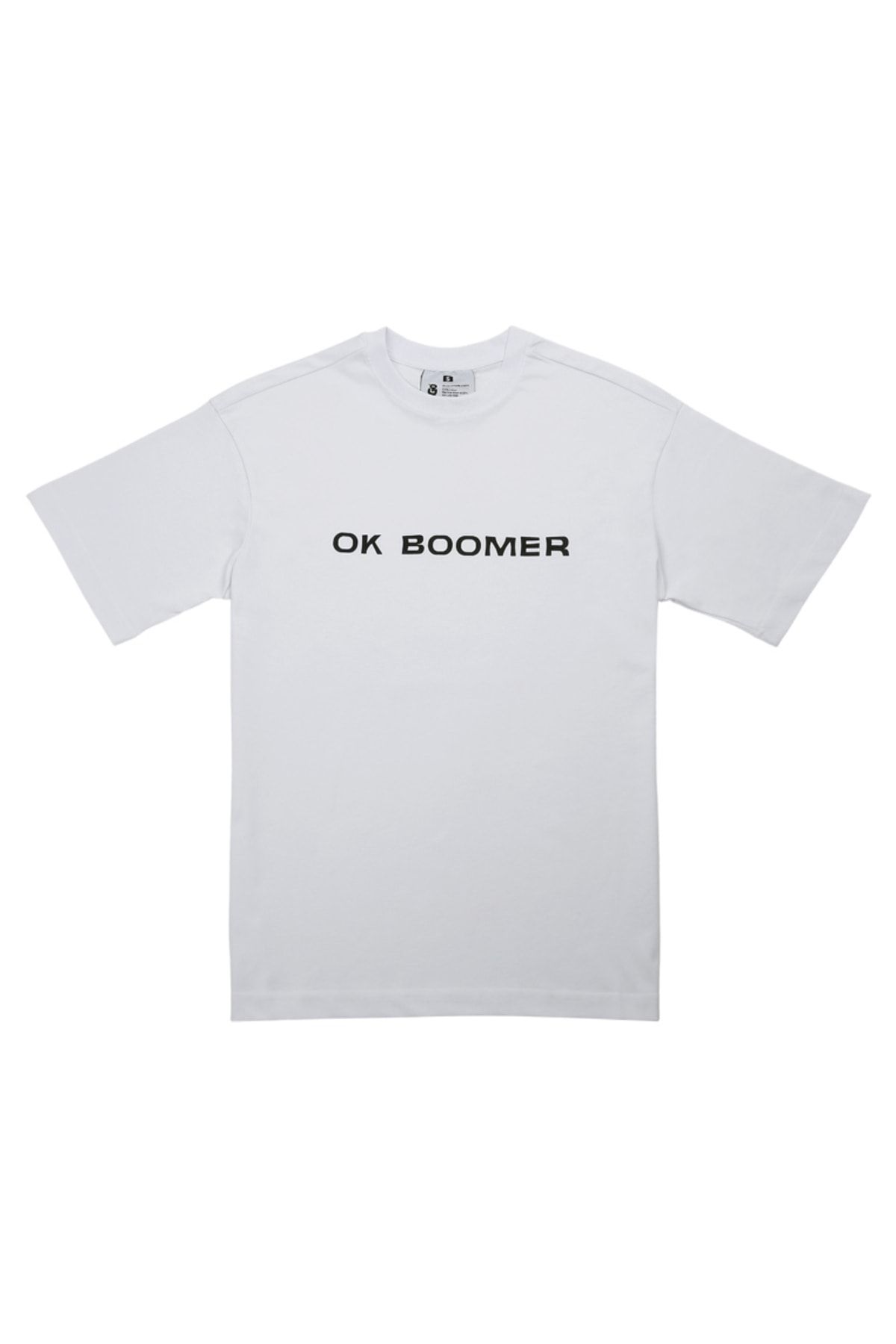 Dogo Unisex Vegan Beyaz T-shirt - Ok Boomer Tasarım