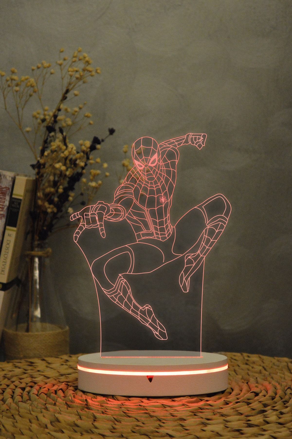 Yubi Design Spiderman , Marvel - 3 Boyutlu 16 Renk Dekoratif Gece Lambası 3d