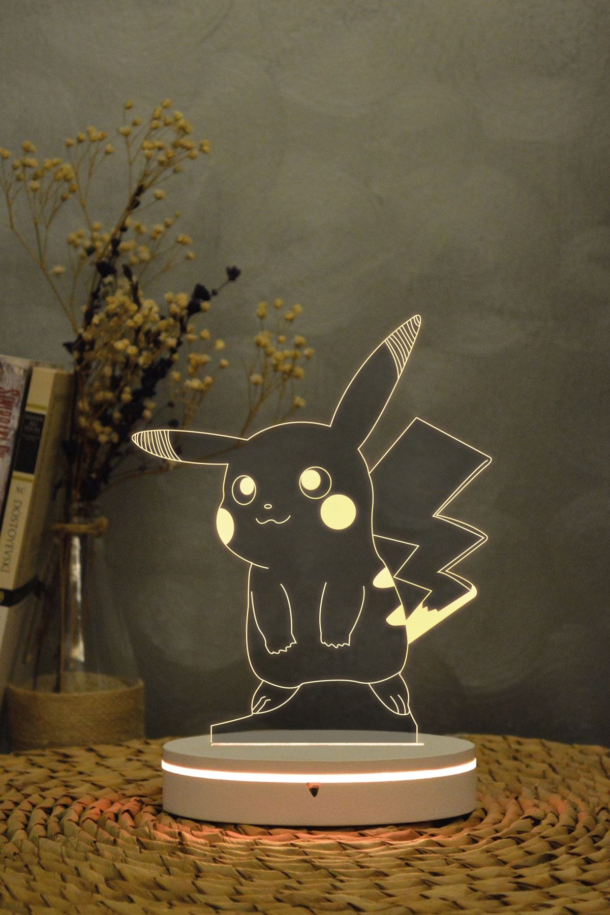 Yubi Design Pikachu , Pokemon - 3 Boyutlu 16 Renk Dekoratif Gece Lambası 3d