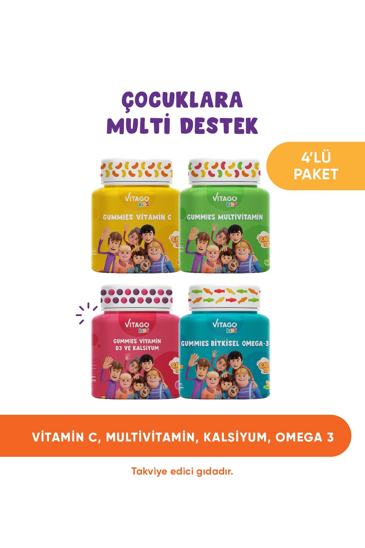 Vitago 4'lü Paket Kids Gummies Vitamin Seti