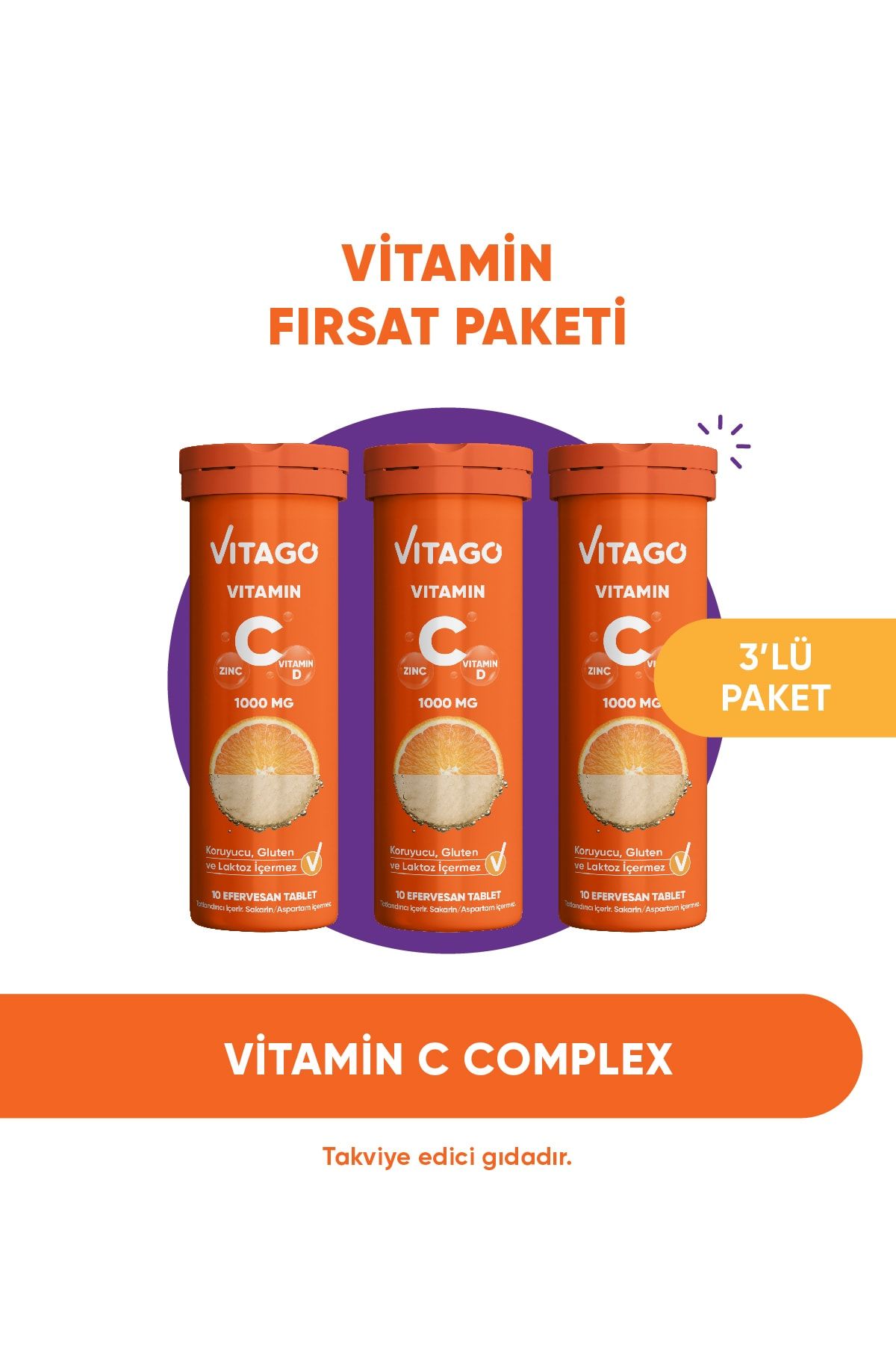 Vitago 3’lü Paket- C Vitamini Efervesan Tablet