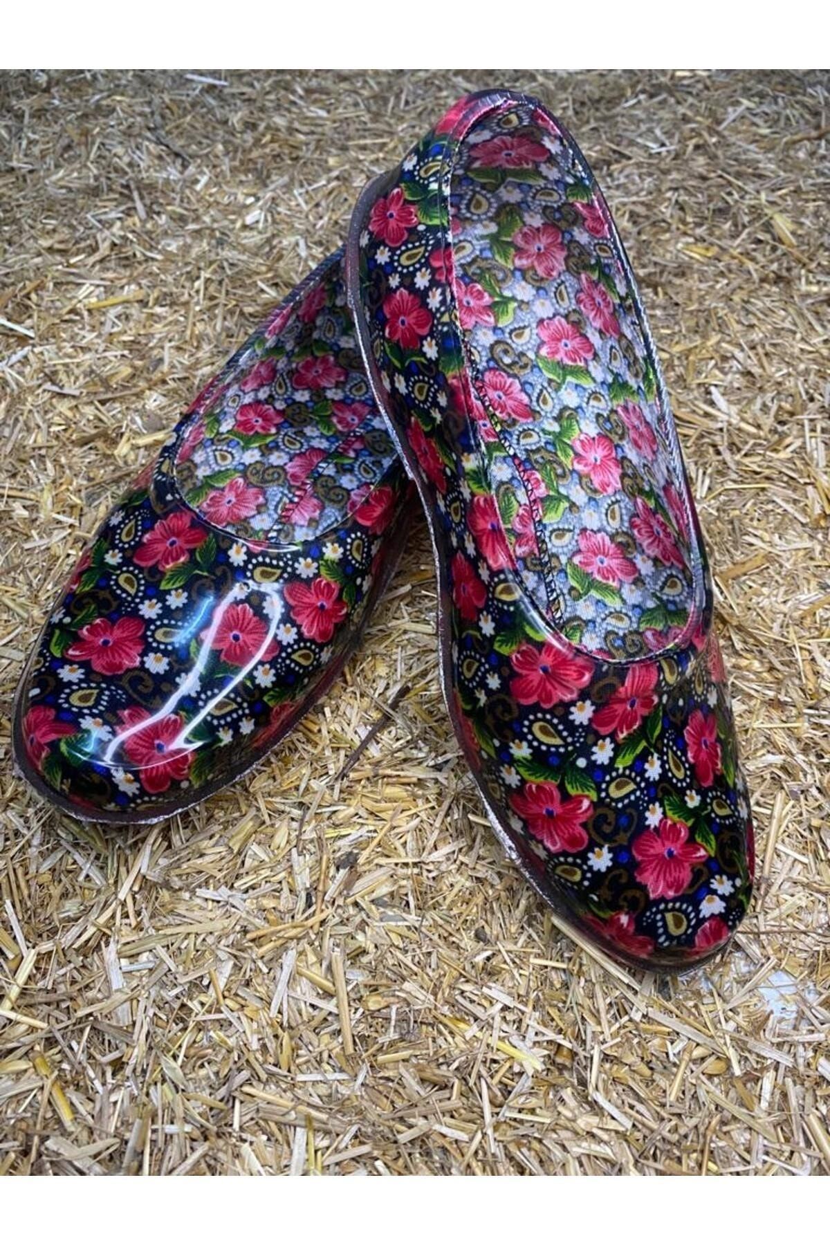 Emek Çiçekli Kadın Kamp Gezi Bahçe Lastik Ayakkabı