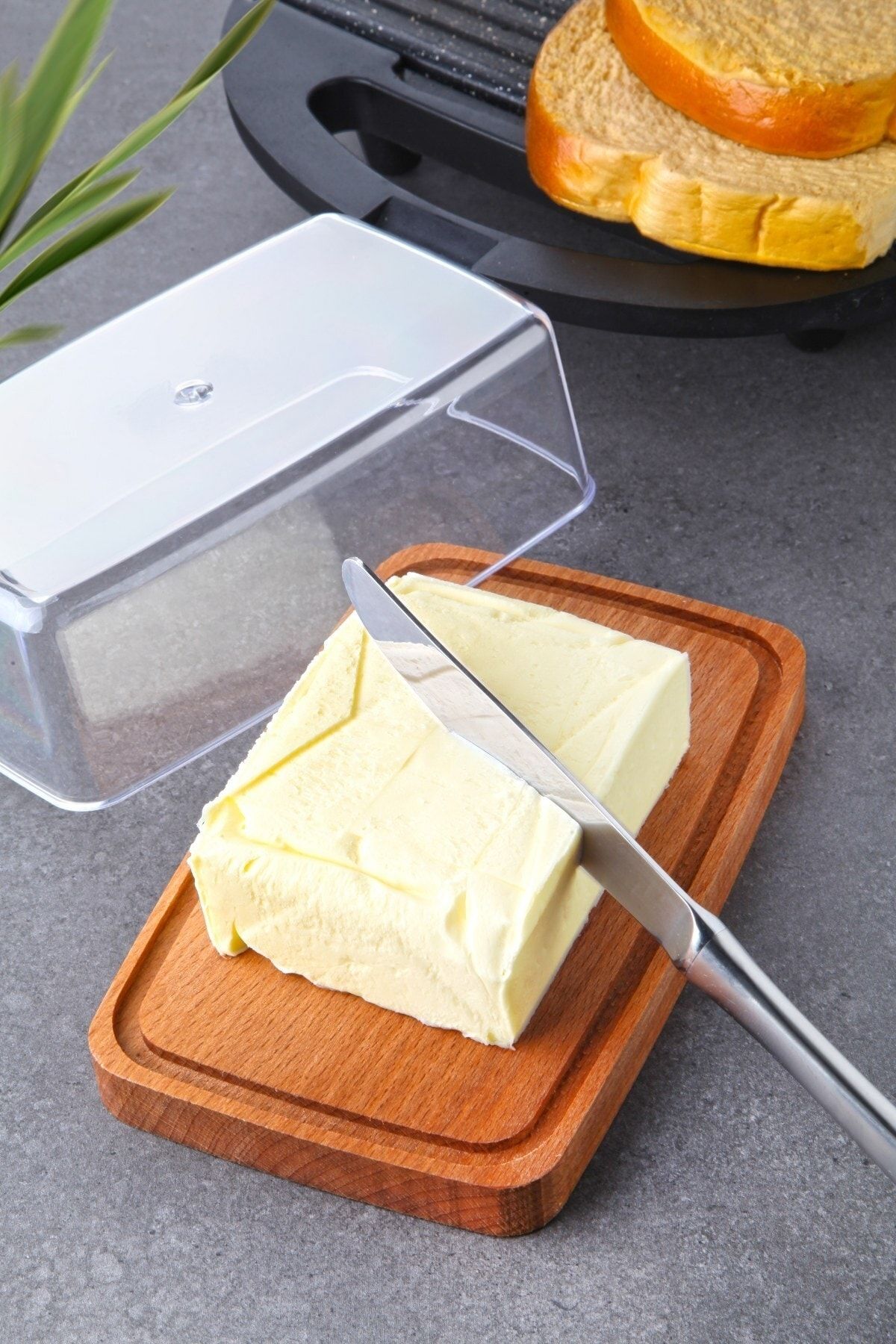 Nandy Home Doğal Ahşap Altlıklı Lüx Swan - Kapaklı Tereyağı - Peynir - Margarin Saklama Kabı ŞEFFAF