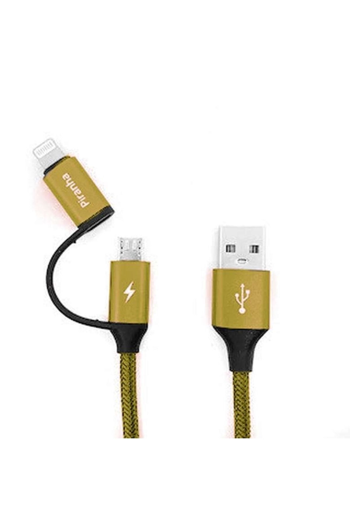 Piranha 3352 Dual USB Kablo Sarı Yüksek Hızlı Şarj Kablosu