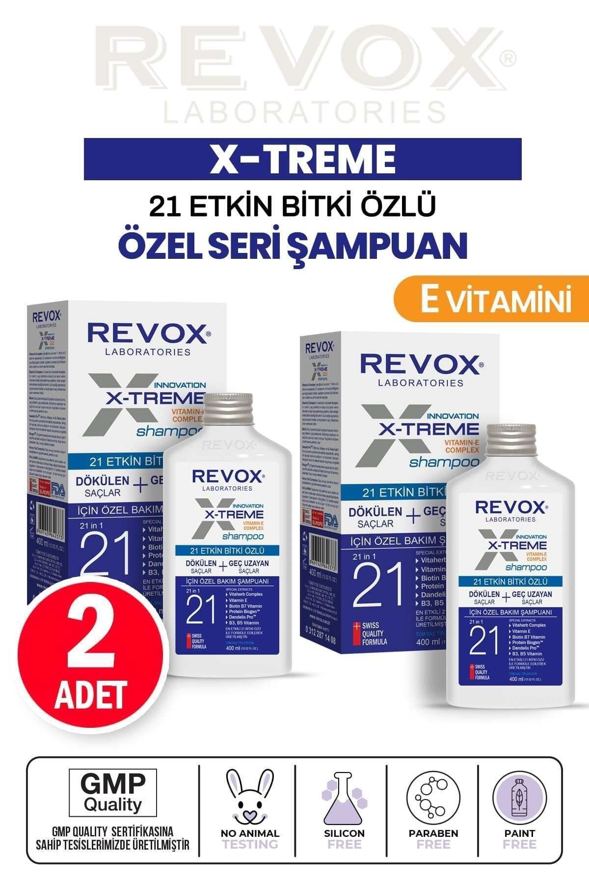 Revox X-treme Dökülen ve Geç Uzayan Saçlar İçin E Vitamini Katkılı Özel Bakım Şampuan 2'li Set