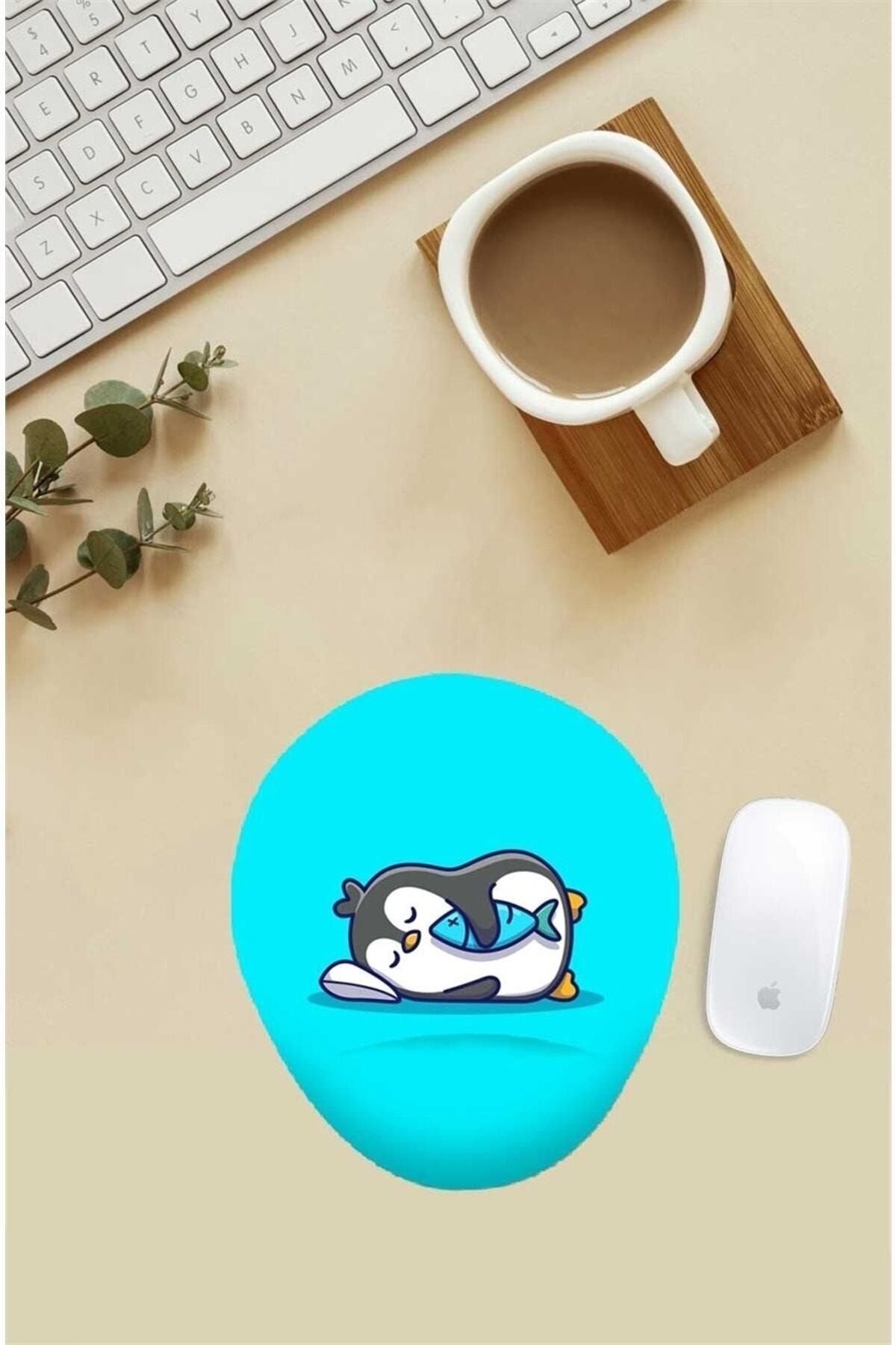 HobiShop Tembel Penguen Desenli Bilek Destekli Mouse Pad