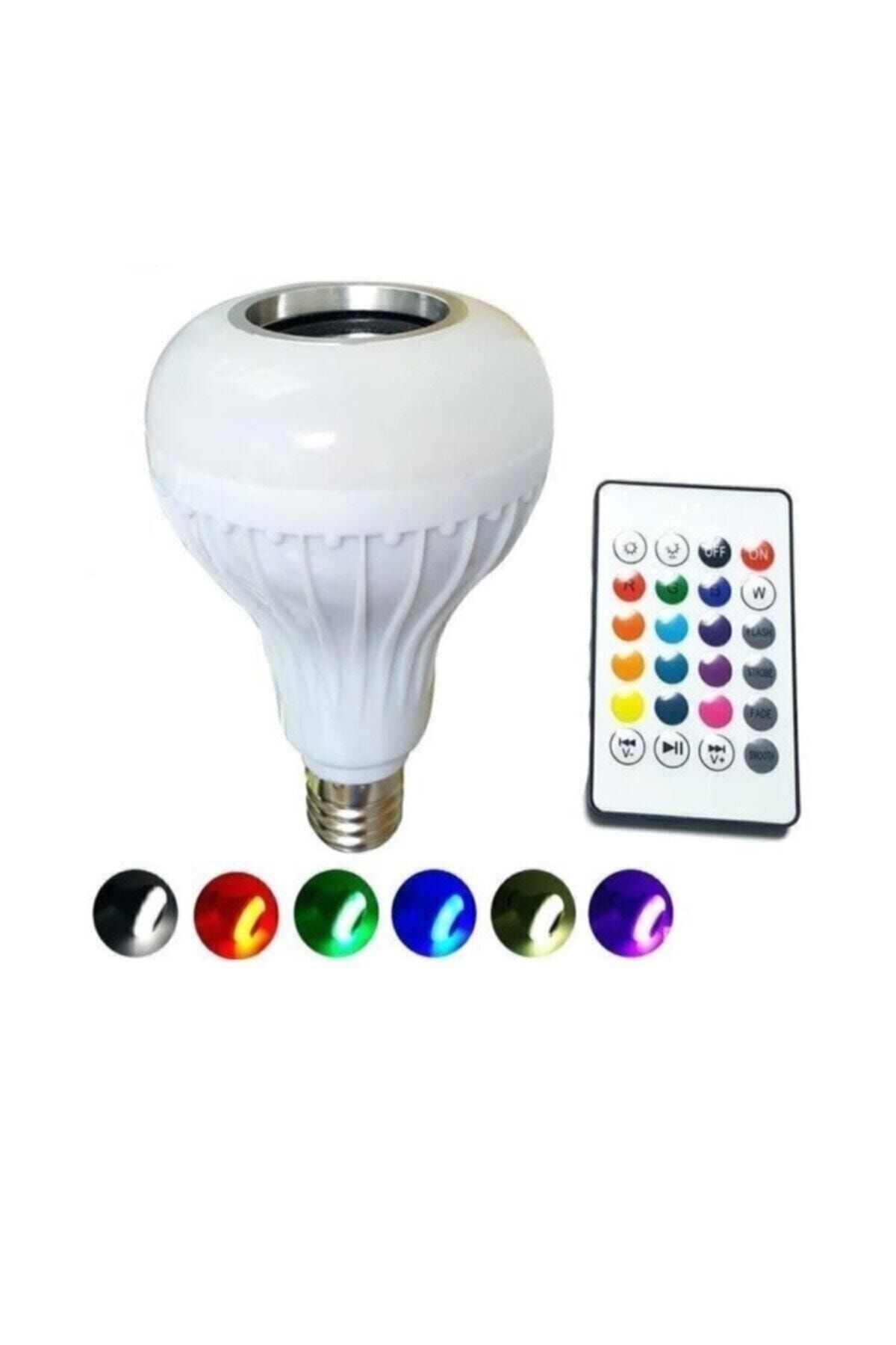 DoğubeyStore Bluetooth Music Bulb Akıllı Hoparlör Led Işıklı Uzaktan Kumandalı Müzikli Lamba 7 Renk Işıklı