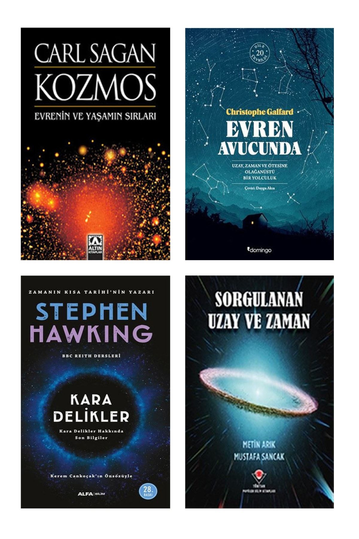 Altın Kitaplar Kozmos Carl Sagan + Sorgulanan Uzay Ve Zaman + Evren Avucunda + Kara Delikler Stephen Hawking / 4lü