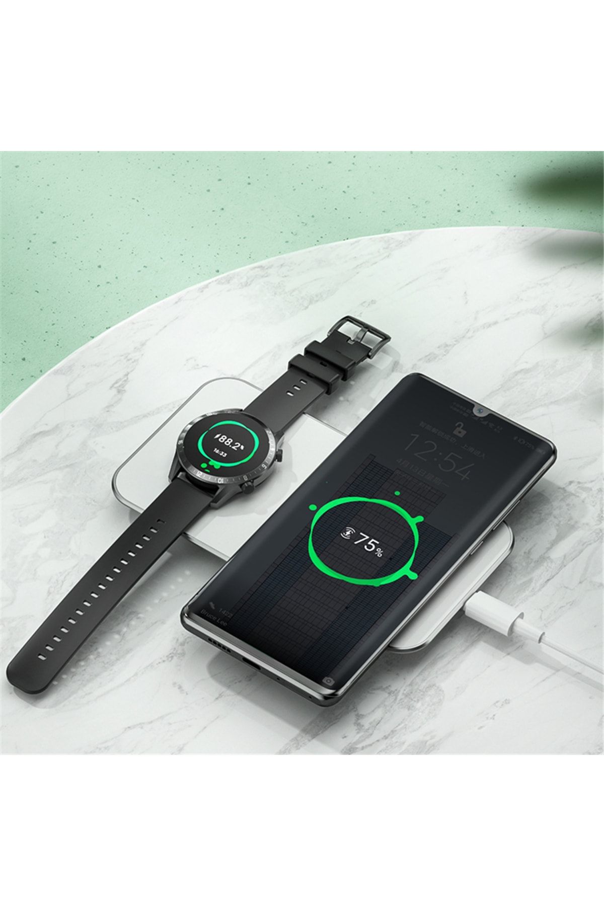 Rock Space Kablosuz Şarj Standı (HUAWEİ WATCH) Taşınabilir 2 In 1