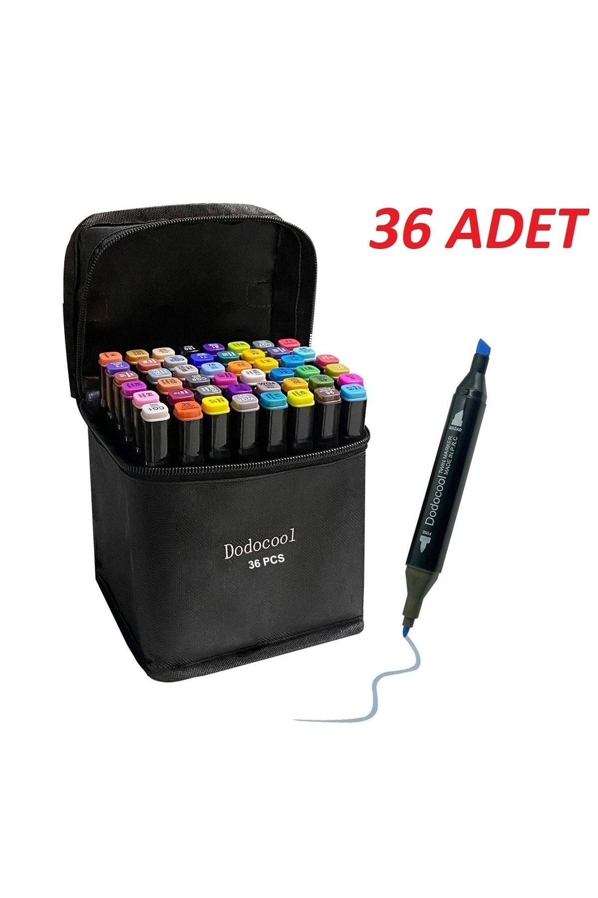 Dodocool Touch Marker  Art Çift Uçlu 36 Adet  Kalem Seti  Çantalı Premium Boyama Kalemi