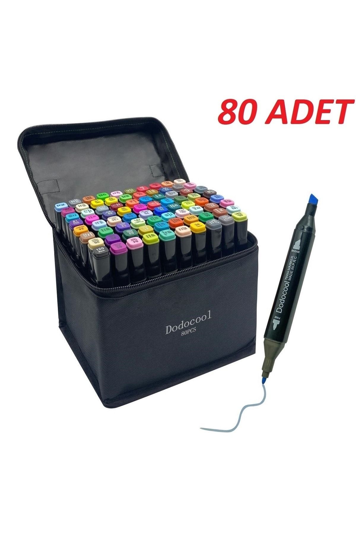 Dodocool Touch Marker  Art Çift Uçlu 80 Adet  Kalem Seti  Çantalı Premium Boyama Kalemi