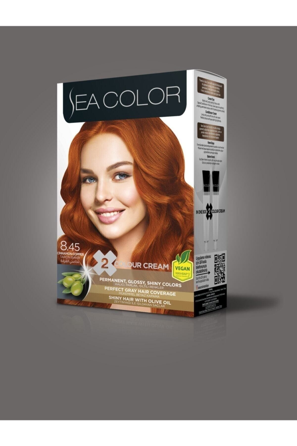 Sea Color 8/45 Tarçın Bakır Krem Saç Boyası 2'li Tüp