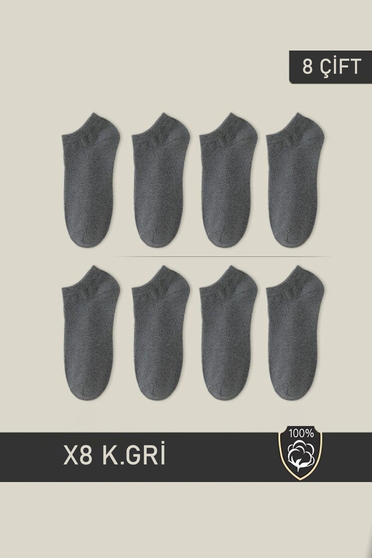 BGK Unisex Patik Çorap 8 Çift Füme (8 ÇİFT)