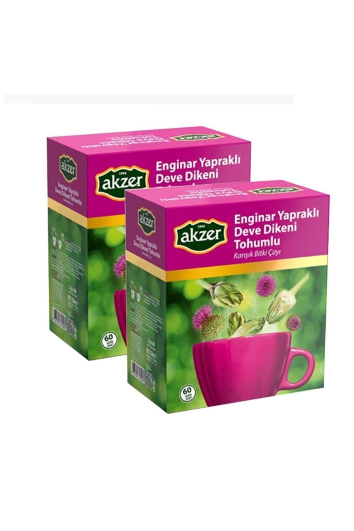 Akzer 2 ADET Enginar Yapraklı Deve Dikeni Tohumlu Süzen Poşet Çay60x2