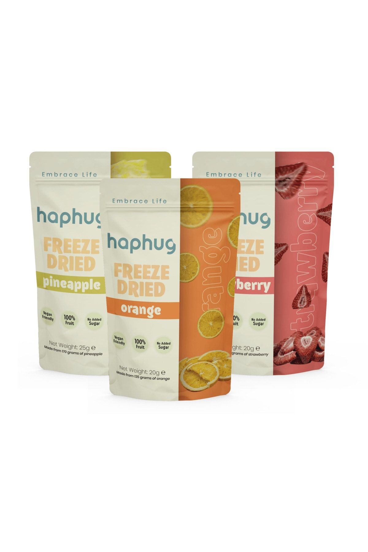 HapHug Freeze Dried C Vitamini 3'lü Paket - Portakal, Ananas, Çilek - Meyve Kurusu