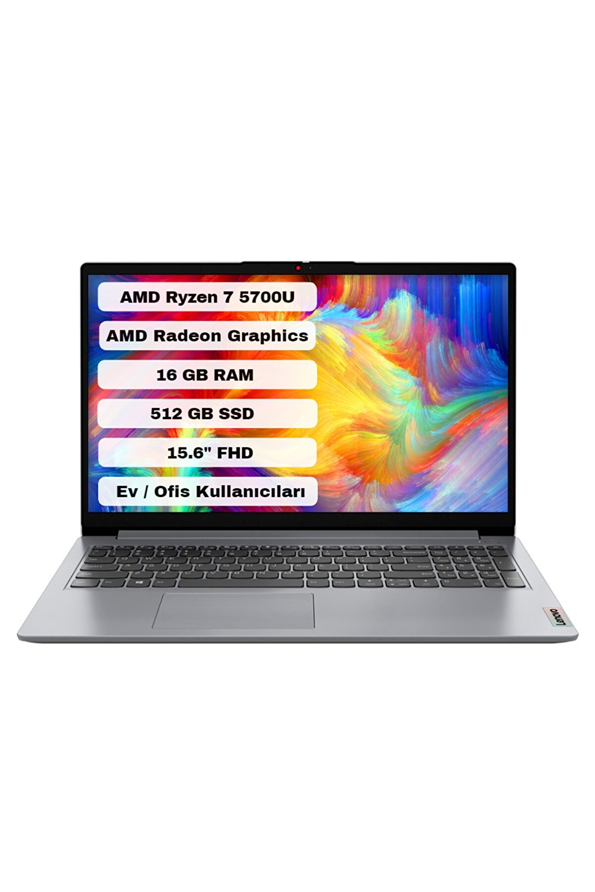 Ideapad 1 15ALC7 AMD Ryzen 7 5700U 16GB 512GB SSD Freedos 15.6