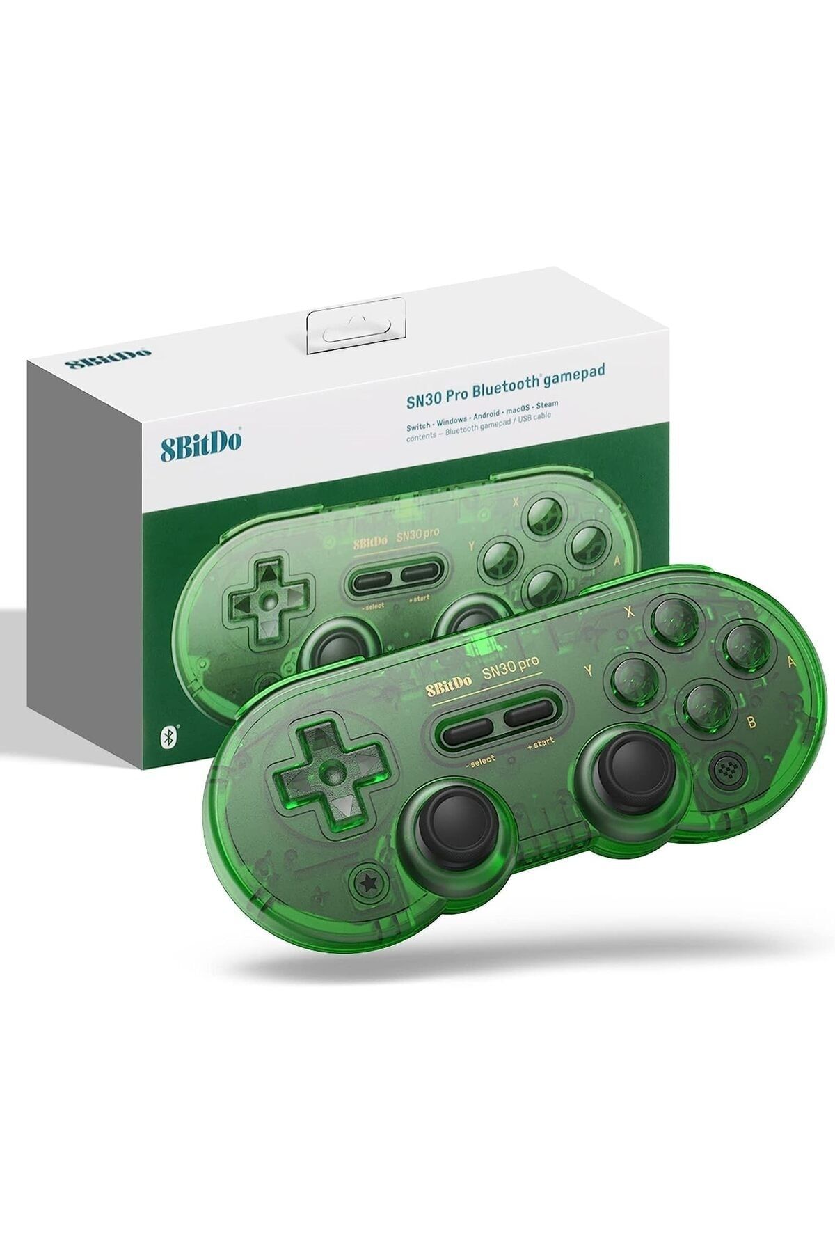 8Bitdo Sn30 Pro Bluetooth Kablosuz Oyun Kolu Yeşil Transparan Nintendo Switch Oled Lite