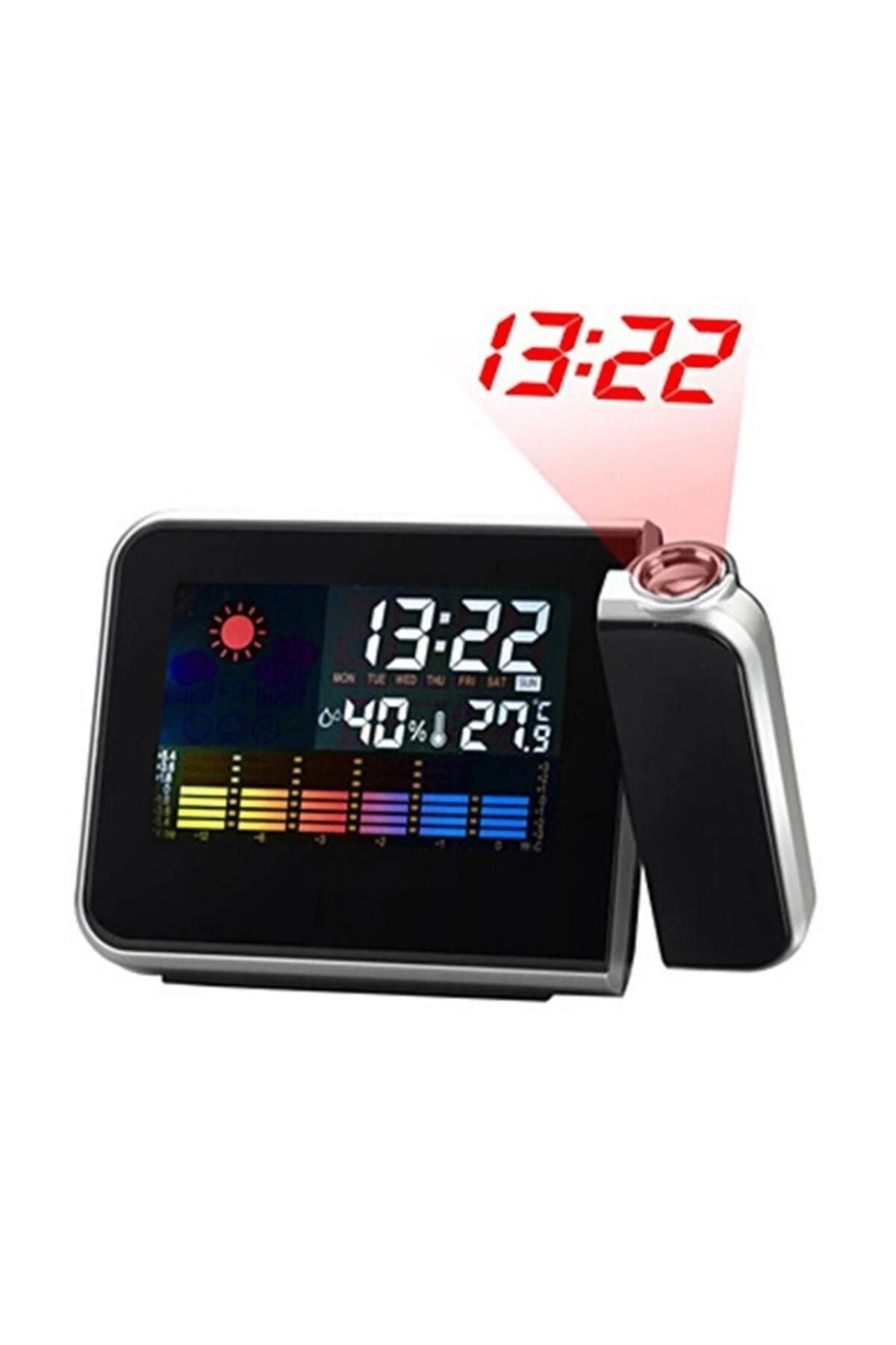 SGE TEKNOLOJİ Projektörlü Masa Saati Termometre Takvim Alarm Lcd Ekranlı Çalar Saat