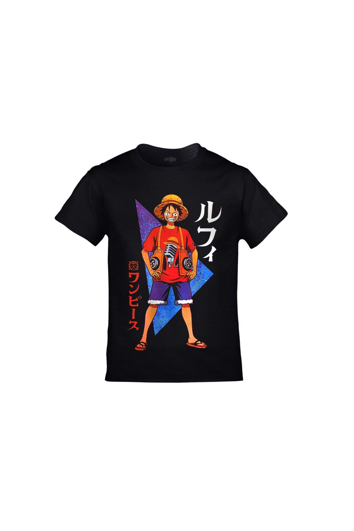 Orijin Tekstil One Piece Monkey D. Luffy Baskılı Siyah Çocuk Tshirt