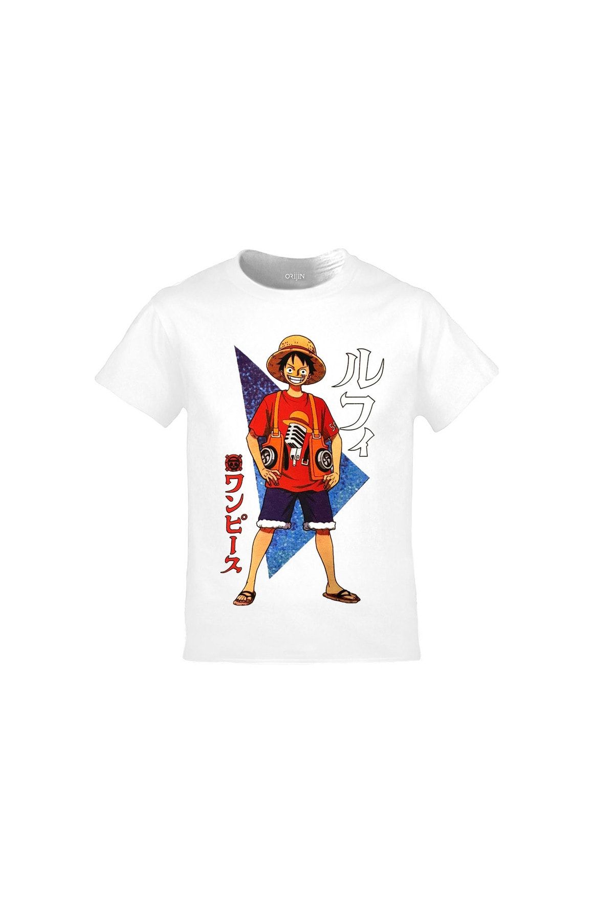 Orijin Tekstil One Piece Monkey D. Luffy Baskılı Beyaz Çocuk Tshirt