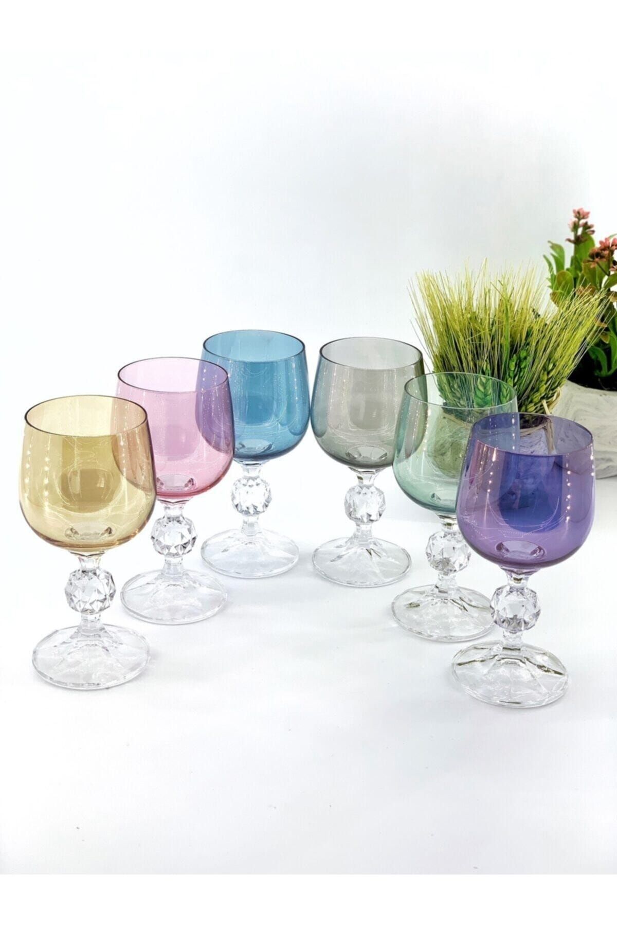 BOHEMİA CRYSTAL Bohemia Kristal Mix Renkli Kahve Yanı Su Bardağı 150 ml 6'lı
