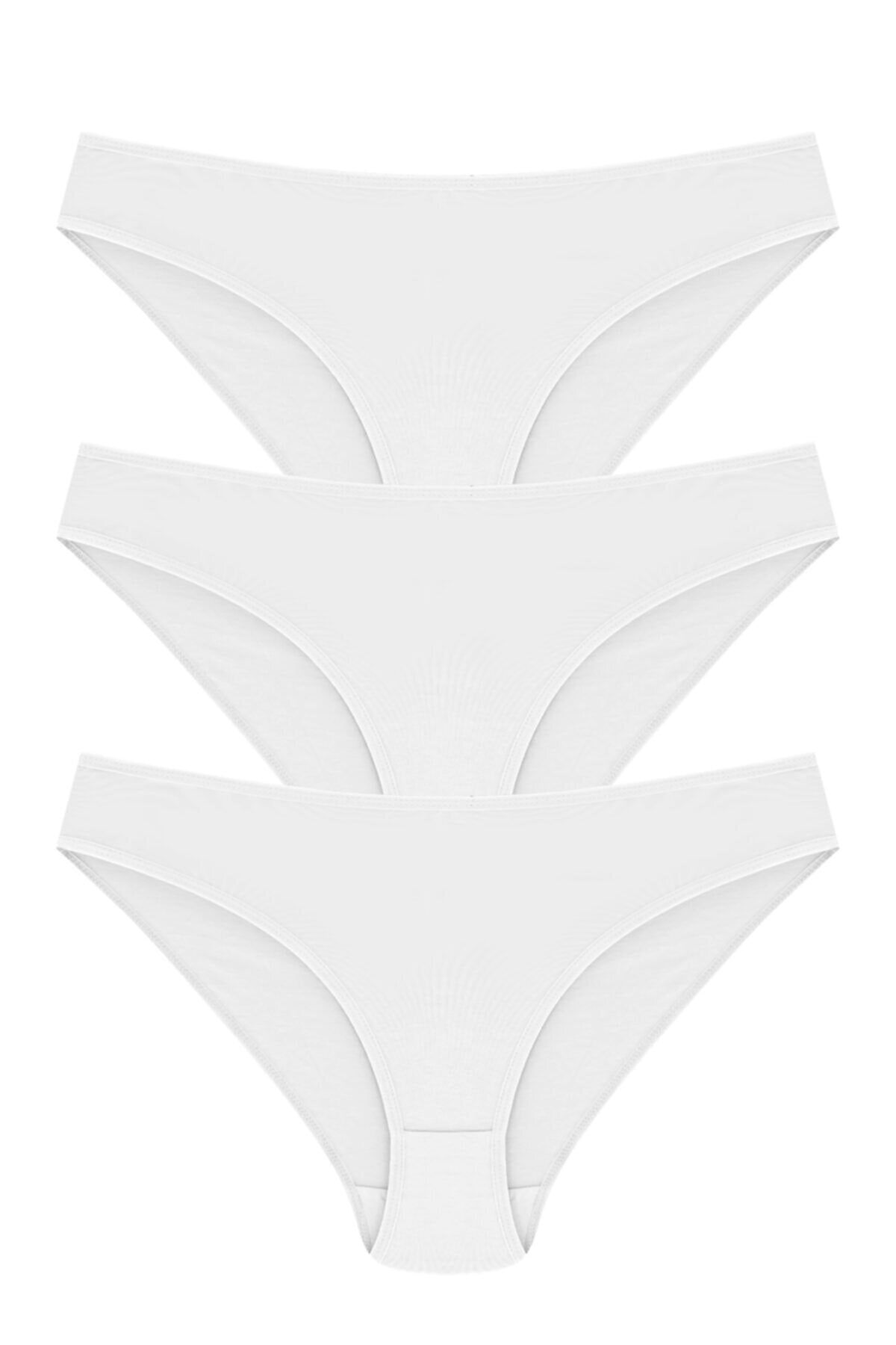 Papatya Kadın Beyaz Pamuk Bikini Model Külot 3'lü