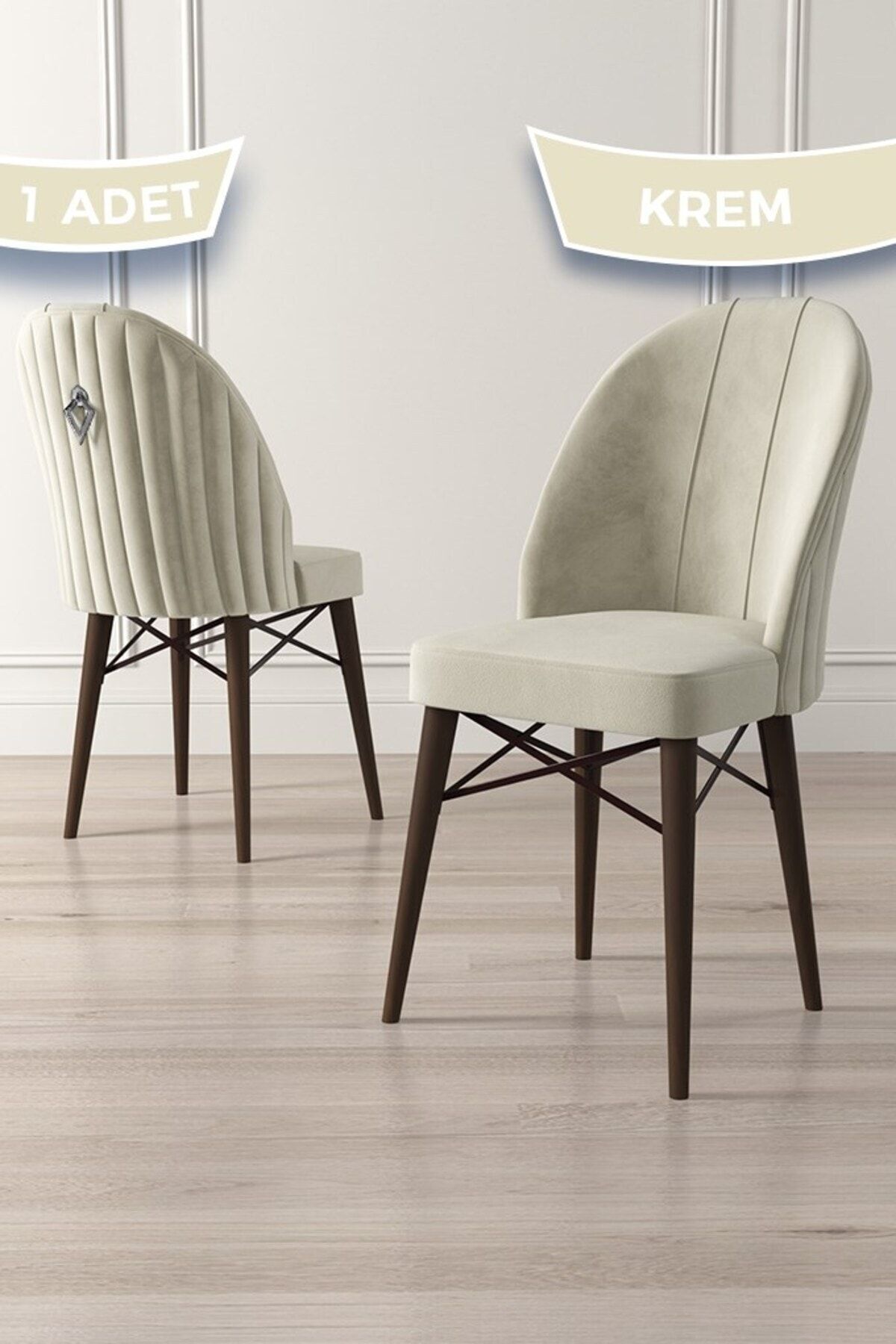 Canisa Concept Ritim Serisi 1 Adet Krem Sandalye 1.sınıf Babyface Ithal Kumaş Ceviz Gürgen Ayak Gümüş Halkalı