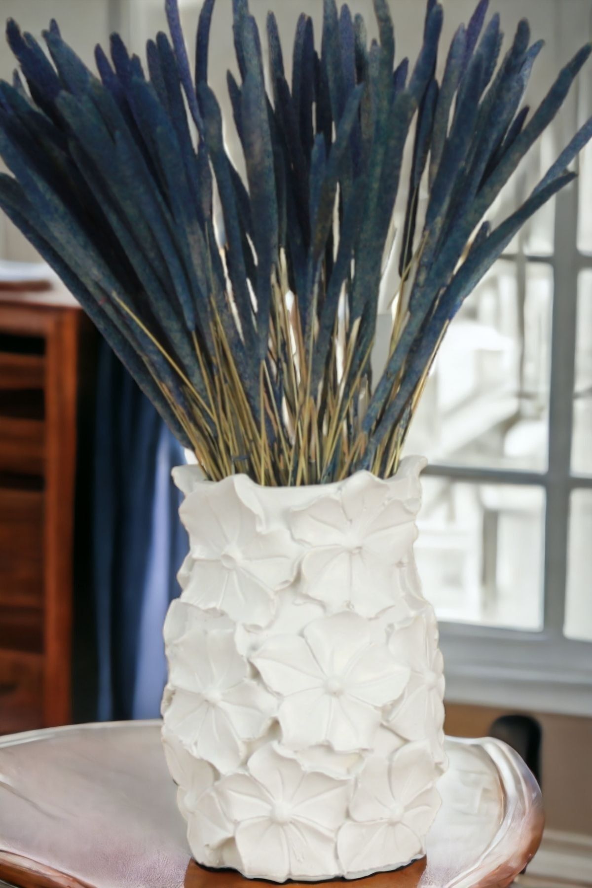 YAYBOX Dekoratif Vazo El Yapımı Beyaz Renk Model 16