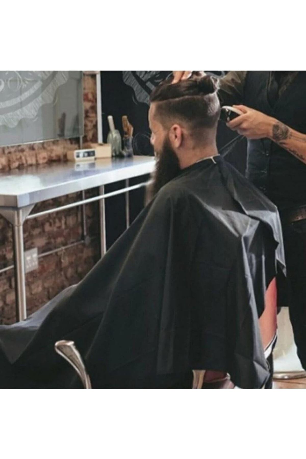 Cansın Kuaför Ve Berber Tıraş Önlüğü Saç Sakal Kesim Traş Örtüsü Önlük Makas Fırça Tarak Saç Boyası Penuar