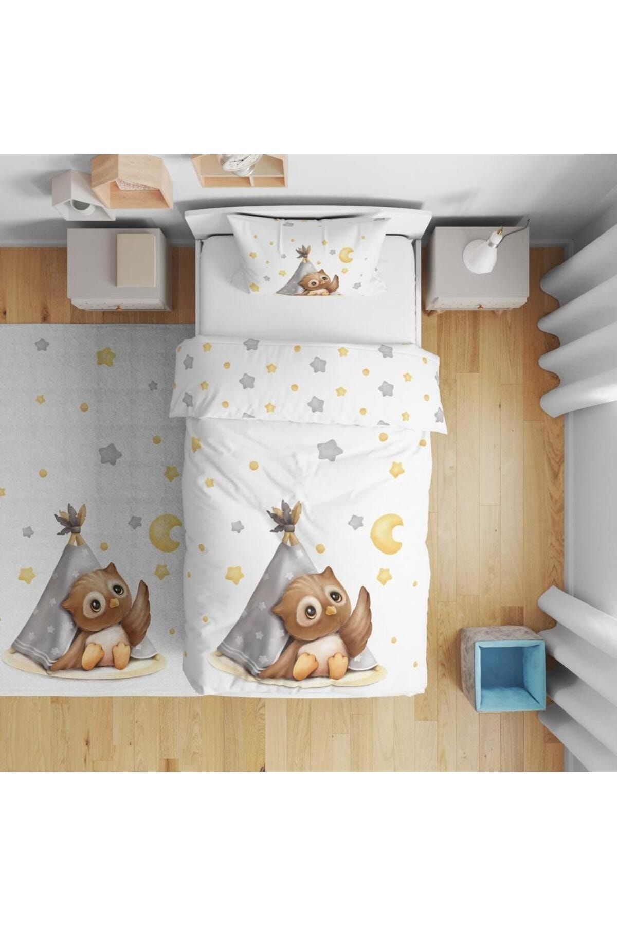 TuGu home baby TuGu HoMe&BaBy Çift Taraflı Dijital Baskılı Pamuklu Micro Saten Çocuk Odası Tek Kişilik Nevresim42