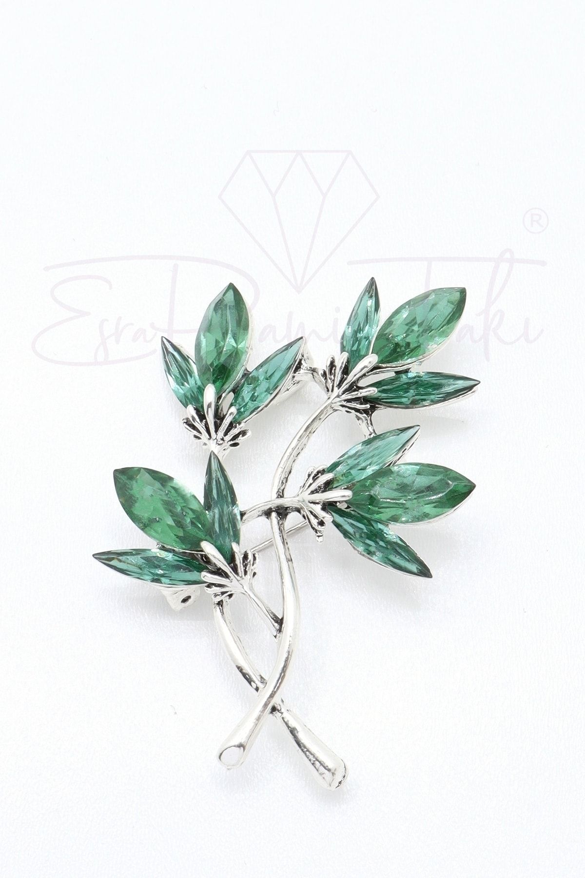 Esra Pamir Yapraklı Ağaç Dalı Gümüş Renk Broş Ve Kolye Ucu