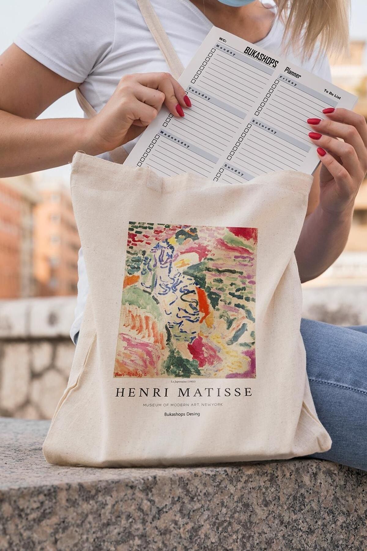 bukashops Modern Henri Matisse Ham Ince Kumaşlı Bez Çanta