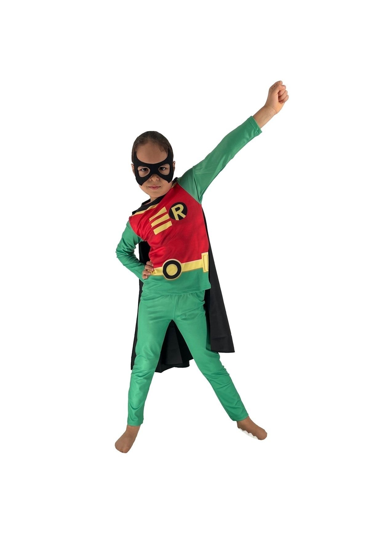 Moni Erkek Çocuk Pelerinli Maskeli Dijital Baskılı Batman Robin Kostümü