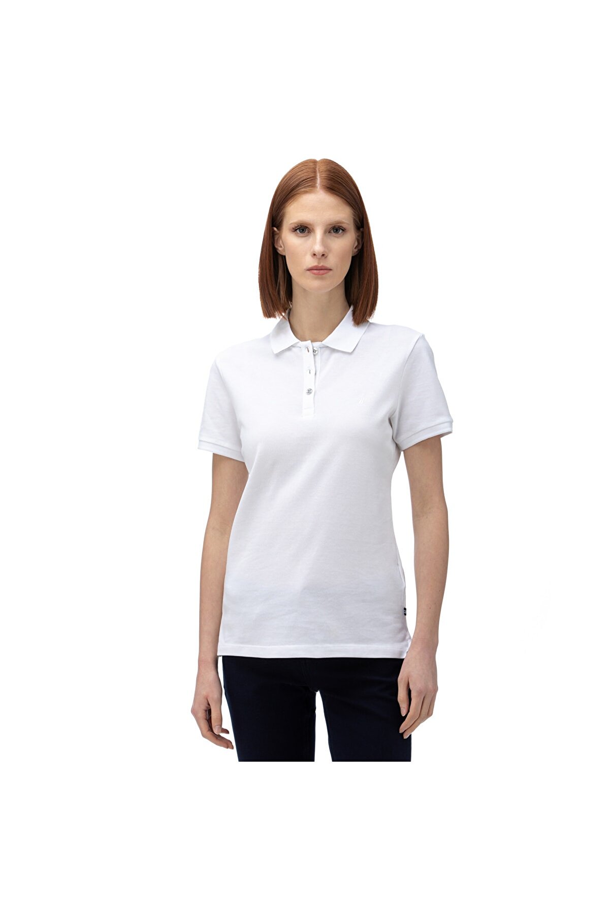Nautica Kadın Beyaz Kısa Kollu Polo Yaka T-shirt 91K002T