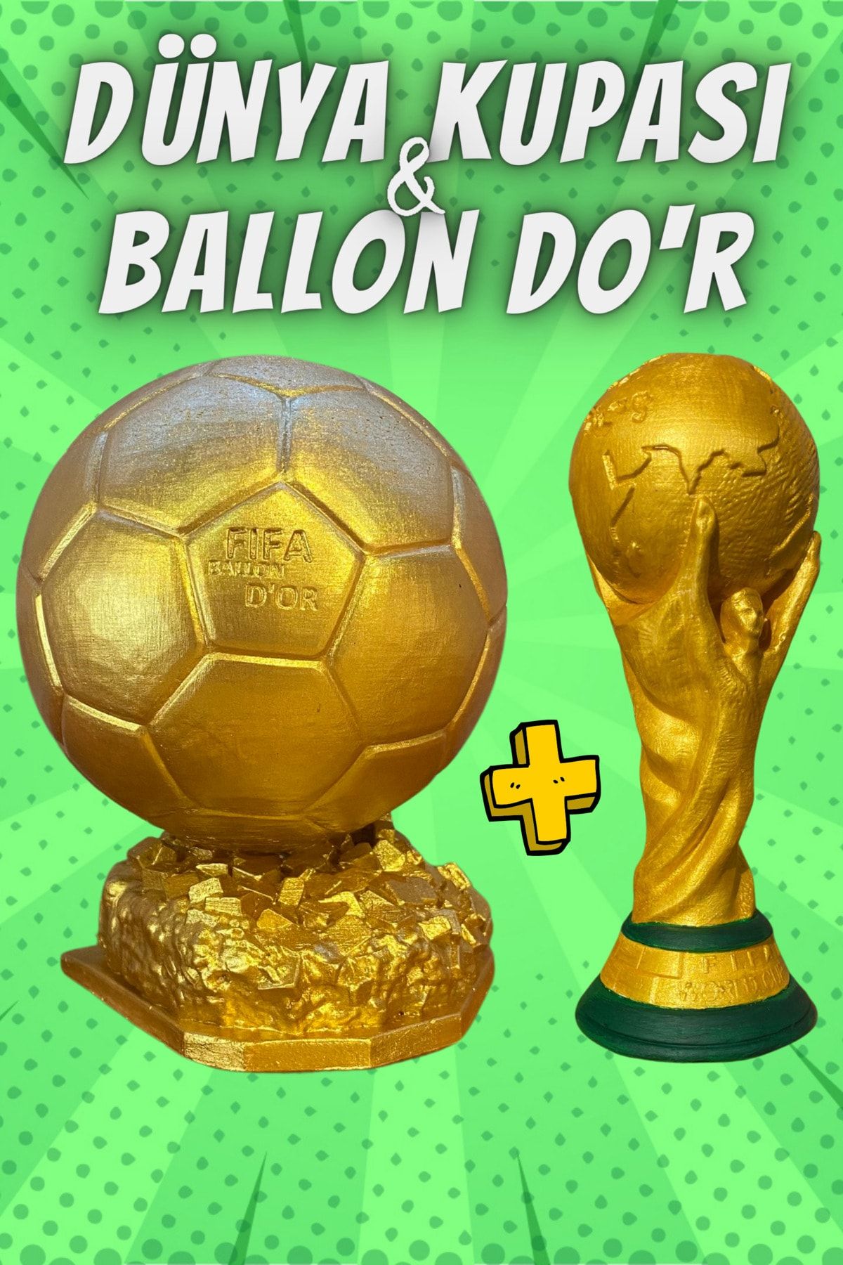 Craft3D Atölye Dünya Kupası Ve Ballon D'or (15 CM BOYUNDA)-hediye Paketi Ile Beraber Beton Büst/figür/biblo