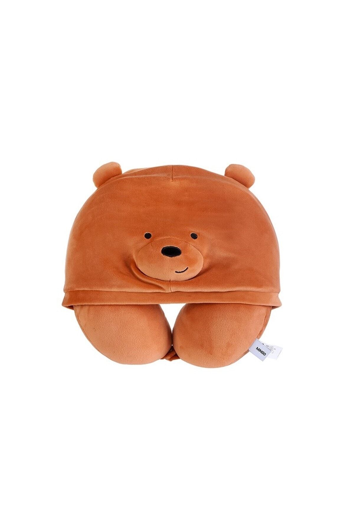 Miniso We Bare Bears Lisanslı Kapişonlu Boyun Yastığı - Boz Ayı