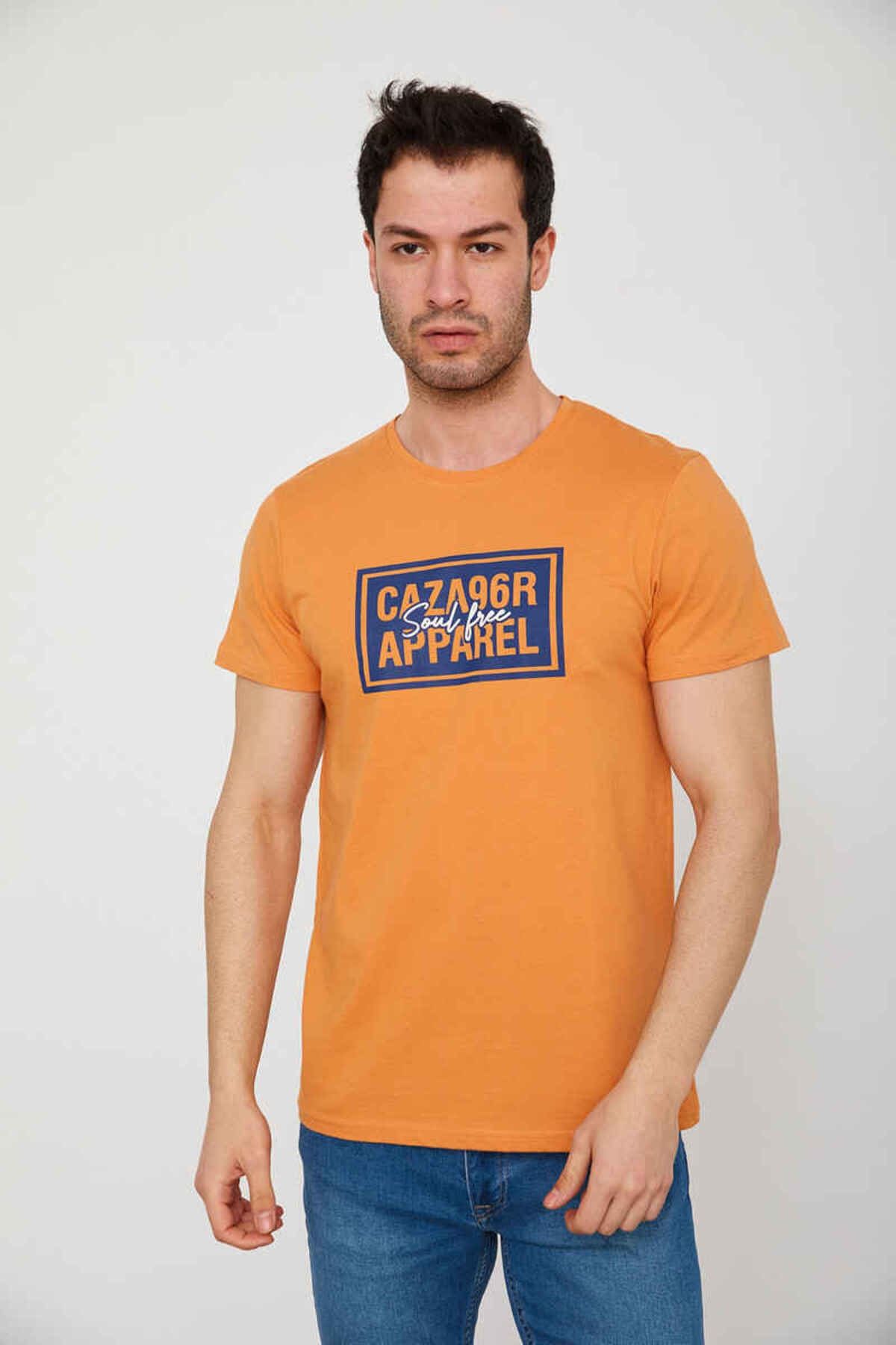 Cazador Caz 4206 Erkek Bisiklet Yaka Baskılı T-Shirt