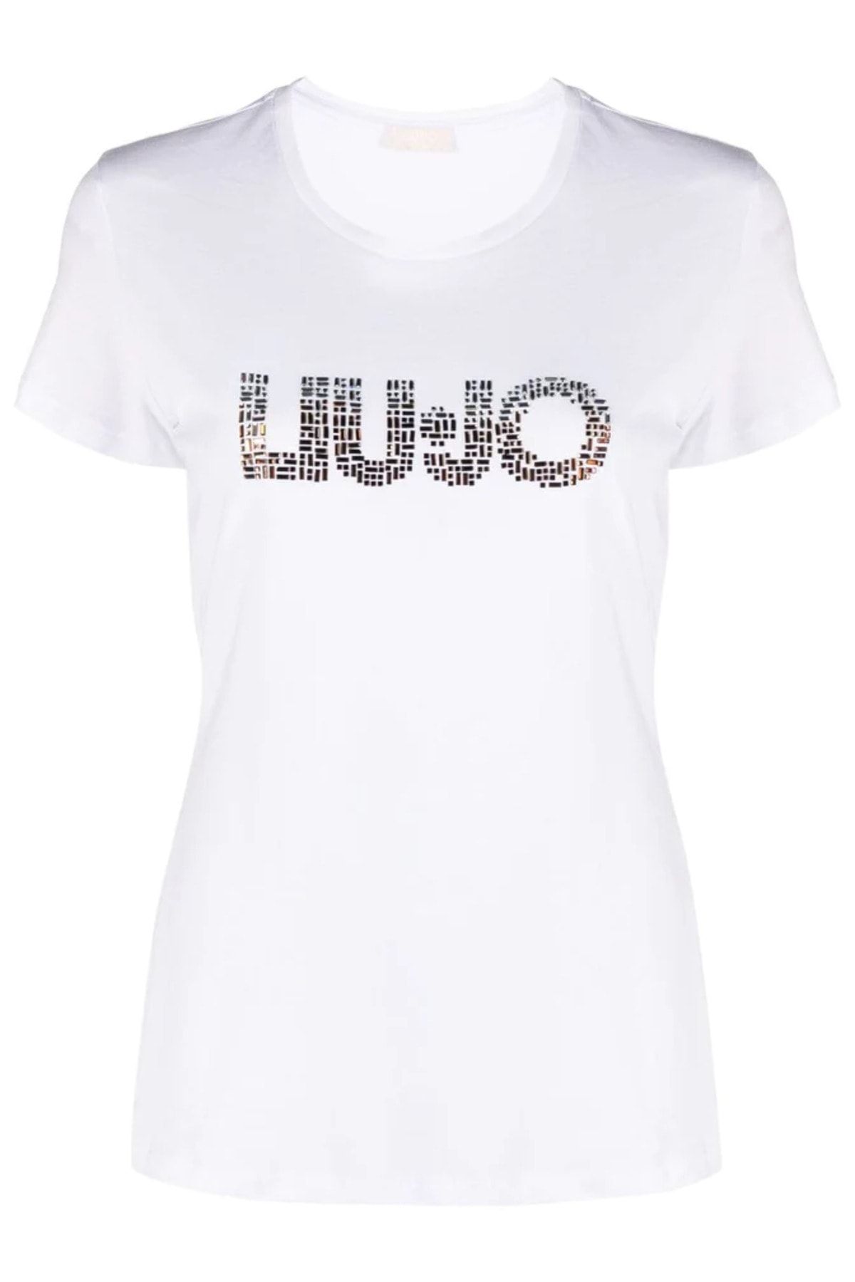 Liu Jo Kadın Marka Logo Detaylı Kısa Kollu Yuvarlak Yakalı Ekru T-Shirt WF3085J6308-Q9660