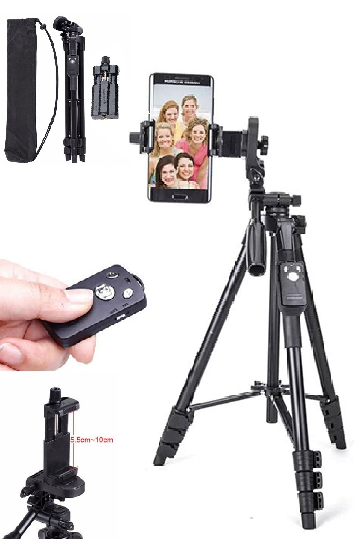 Wlue Profesyonel Fotoğraf Video Çekimi Tiktok Yayın Tripod Telefon Tutucu 120 cm Bluetooth Kumandalı