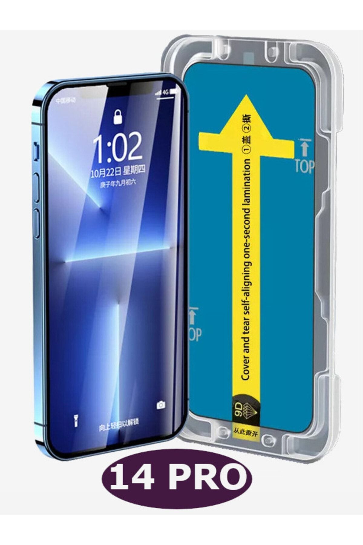 HyperAge Iphone 14 Pro Ekran Koruyucu 5d Tam Kapatan Otomatik Hizalama Aparatlı Kolay Kurulum Temperli